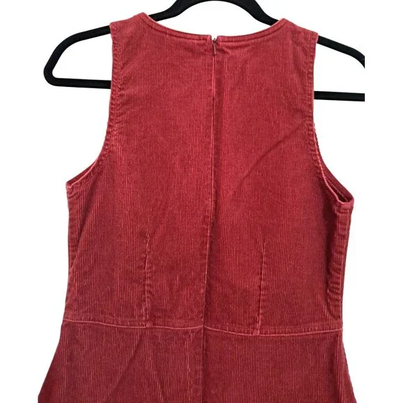 Y2K American Eagle Red Corduroy Sleeveless Dress Size 6 Vintage - Picture 6 of 8